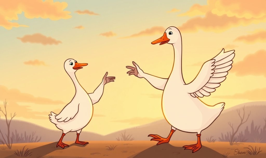 A goose teaching tai chi at dawn